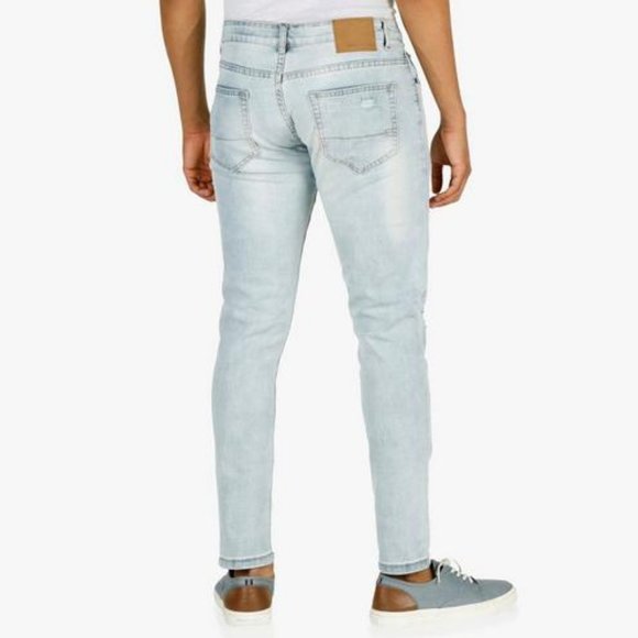 Aeropostale Men's Distressed Max Stretch Skinny Jeans Light Blue Sz 38"x30" NEW - Picture 2 of 5
